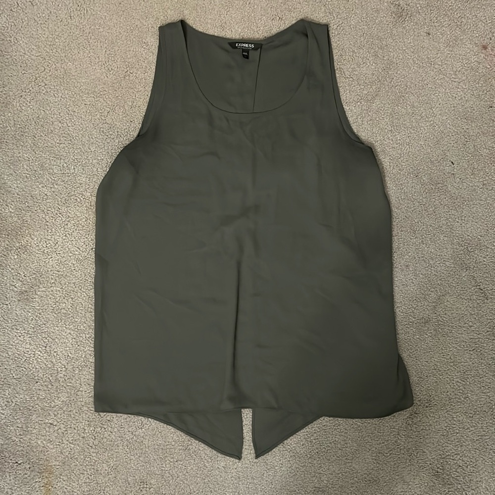 Express Army Green Split Back Tank Top